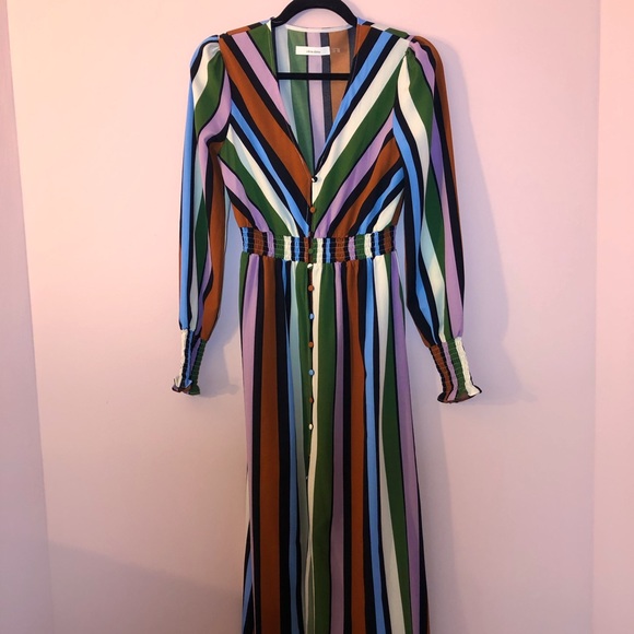 Rust Orange Multi Striped Button-Up Midi Dress - Picture 5 of 7